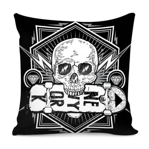 Skull And Skateboard Pillow Cover