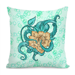 Octopus And Flowers Pillow Cover