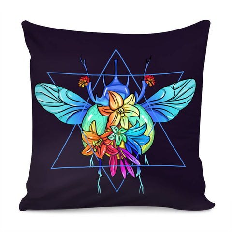 Image of Beetle And Flower Pillow Cover