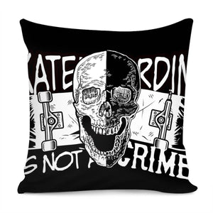 Skull And Skateboard Pillow Cover