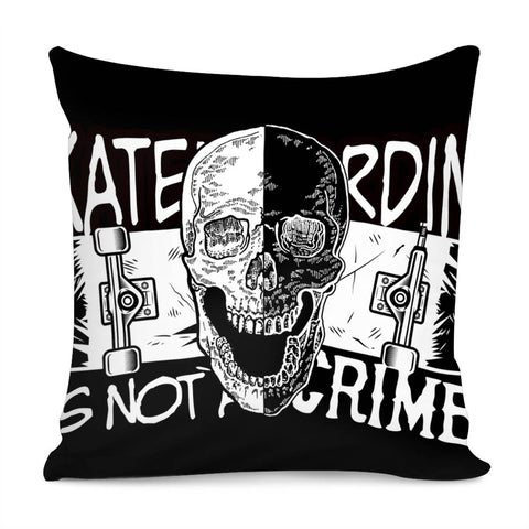 Image of Skull And Skateboard Pillow Cover