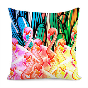 Cactus And Flamingo Pillow Cover