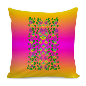 Flowers On Neon Pillow Cover