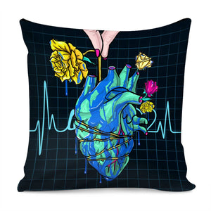 Heart And Flower Pillow Cover