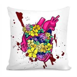 Heart And Flower Pillow Cover