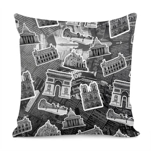 French Architectural Group Of French Buildings Pillow Cover