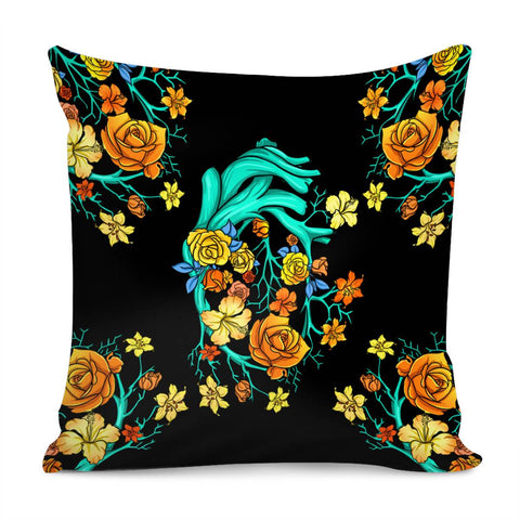 Image of Flower And Heart Pillow Cover