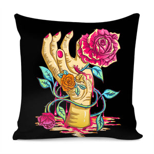 Hand And Flower Pillow Cover