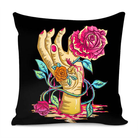 Image of Hand And Flower Pillow Cover