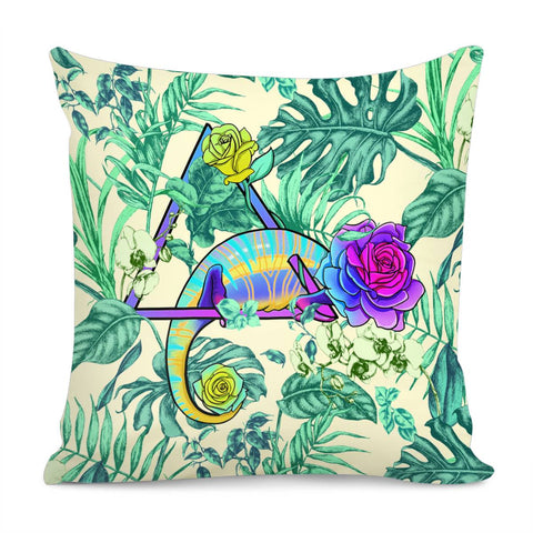 Image of Chameleon And Flower Pillow Cover