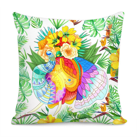 Image of Flower And Elephant Pillow Cover