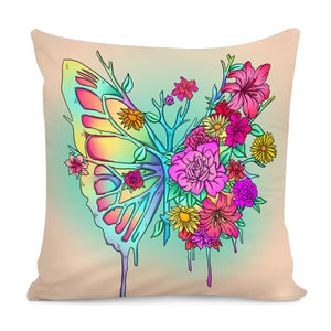 Flower And Butterfly Pillow Cover