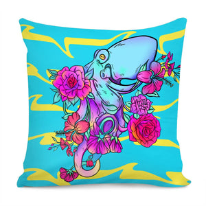 Flower And Octopus Pillow Cover