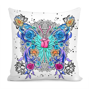Butterfly And Flower Pillow Cover