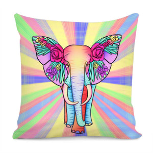 Elephant And Flower Pillow Cover