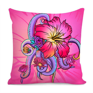 Octopus And Flower Pillow Cover