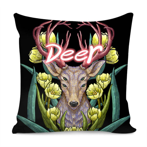 Image of Deer & Flowers Pillow Cover