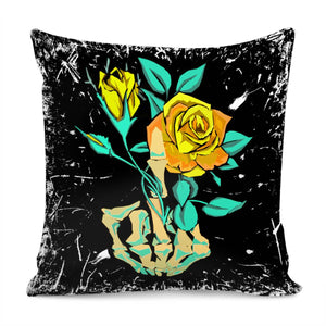 Skeleton And Flower Pillow Cover