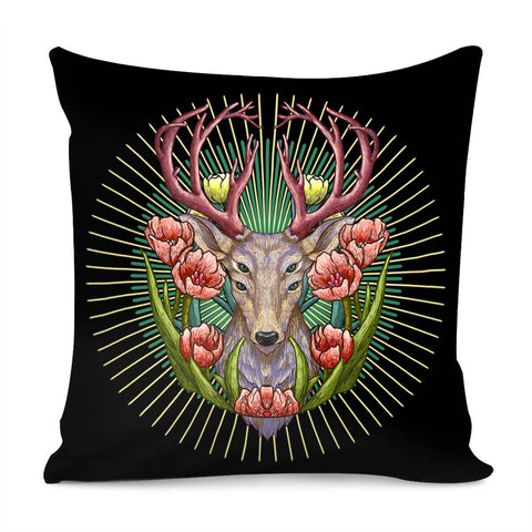 Image of Deer & Flowers Pillow Cover