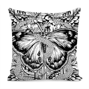 Snake And Butterfly Pillow Cover