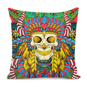 Indian Skull Pillow Cover