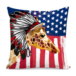 Indian Hat And Giraffe Pillow Cover