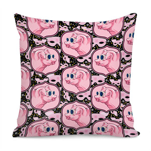 Pink Pig Wearing Glasses Pillow Cover