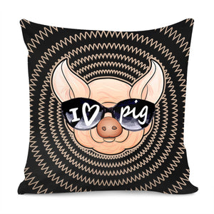 I Love Pig Pillow Cover