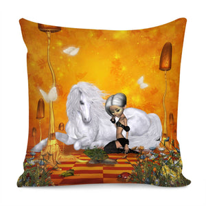 Cute Fairy With Unicorn Pillow Cover