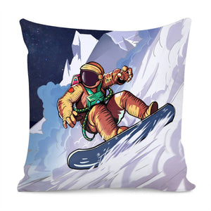 Astronaut Skiing Pillow Cover
