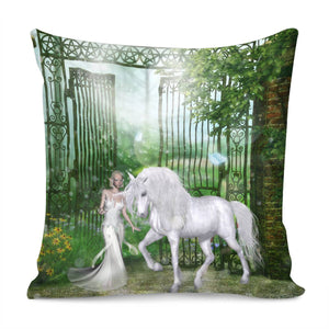 Wonderful Fairy With Unicorn Pillow Cover