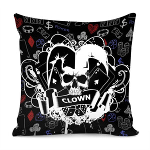 Clown And Skull Pillow Cover