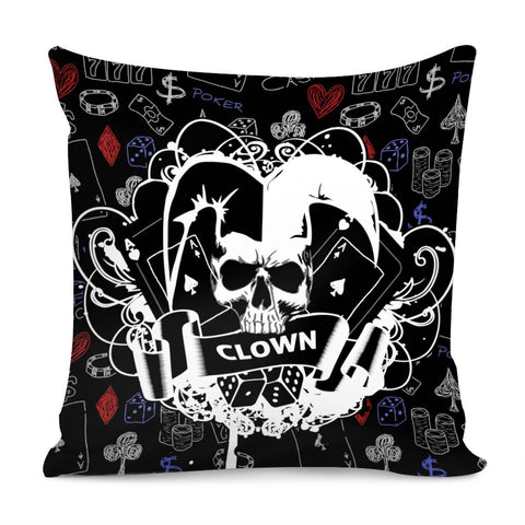 Image of Clown And Skull Pillow Cover