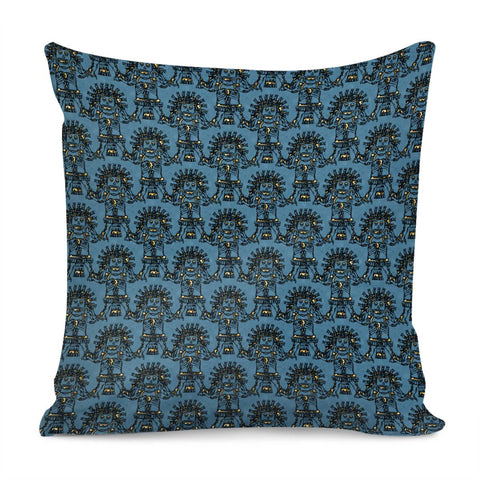 Image of Blue Ancient Mexican Myth Pillow Cover