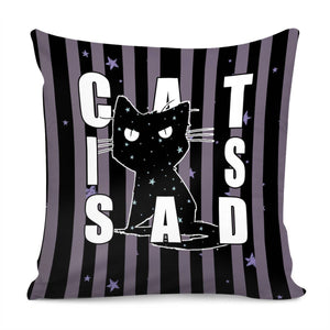 Angry Cat And Stars And Stripes And Font Pillow Cover