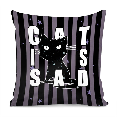 Image of Angry Cat And Stars And Stripes And Font Pillow Cover