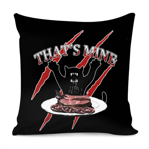 Image of Angry Cat And Scratches And Food And Font Pillow Cover