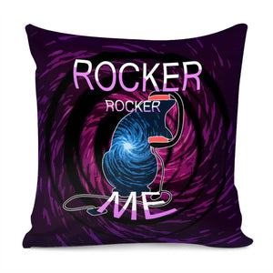 Rock Cat And Whirlpool And Headphones And Font Pillow Cover