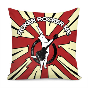 Rock Cat And Guitar And Sound Waves And Fonts Pillow Cover