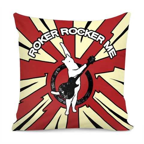 Image of Rock Cat And Guitar And Sound Waves And Fonts Pillow Cover