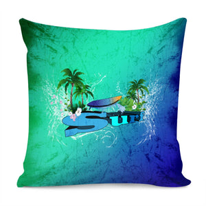 Surfing, Tropical Design Pillow Cover