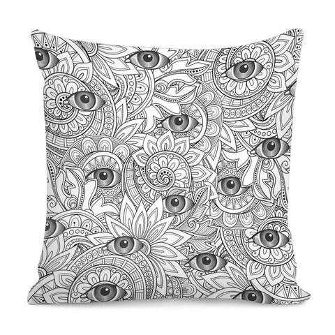 Image of Flowers And Eyes Pillow Cover