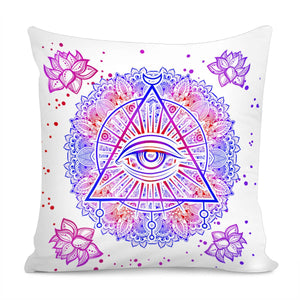 Eyes And Flowers Pillow Cover