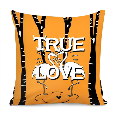 Image of Love And Fonts And Flamingos And Trees Pillow Cover