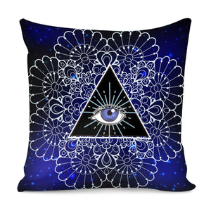 Eyes And Flowers Pillow Cover