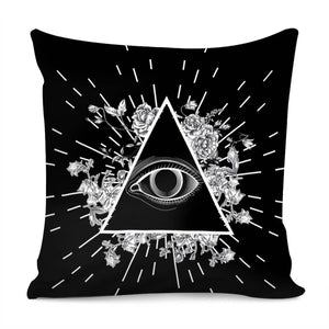 Eyes And Flowers Pillow Cover