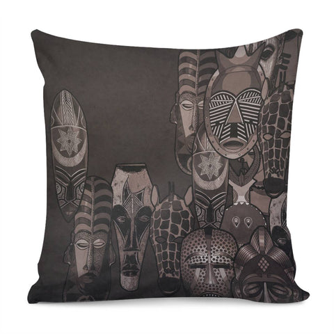 Image of Sepia Masks Pillow Cover