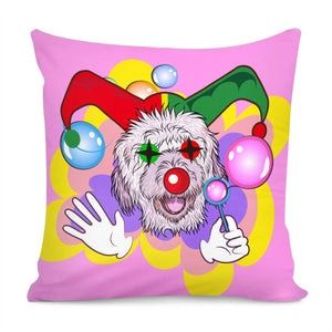 Clown And Dog Pillow Cover