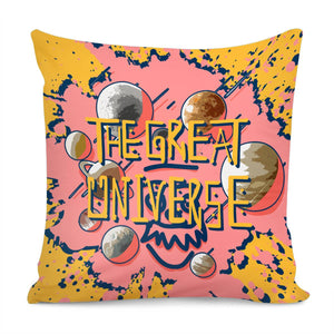 Einstein And Planet And Graffiti And Text Pillow Cover