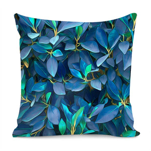 Lovely Blue Leaves Pillow Cover